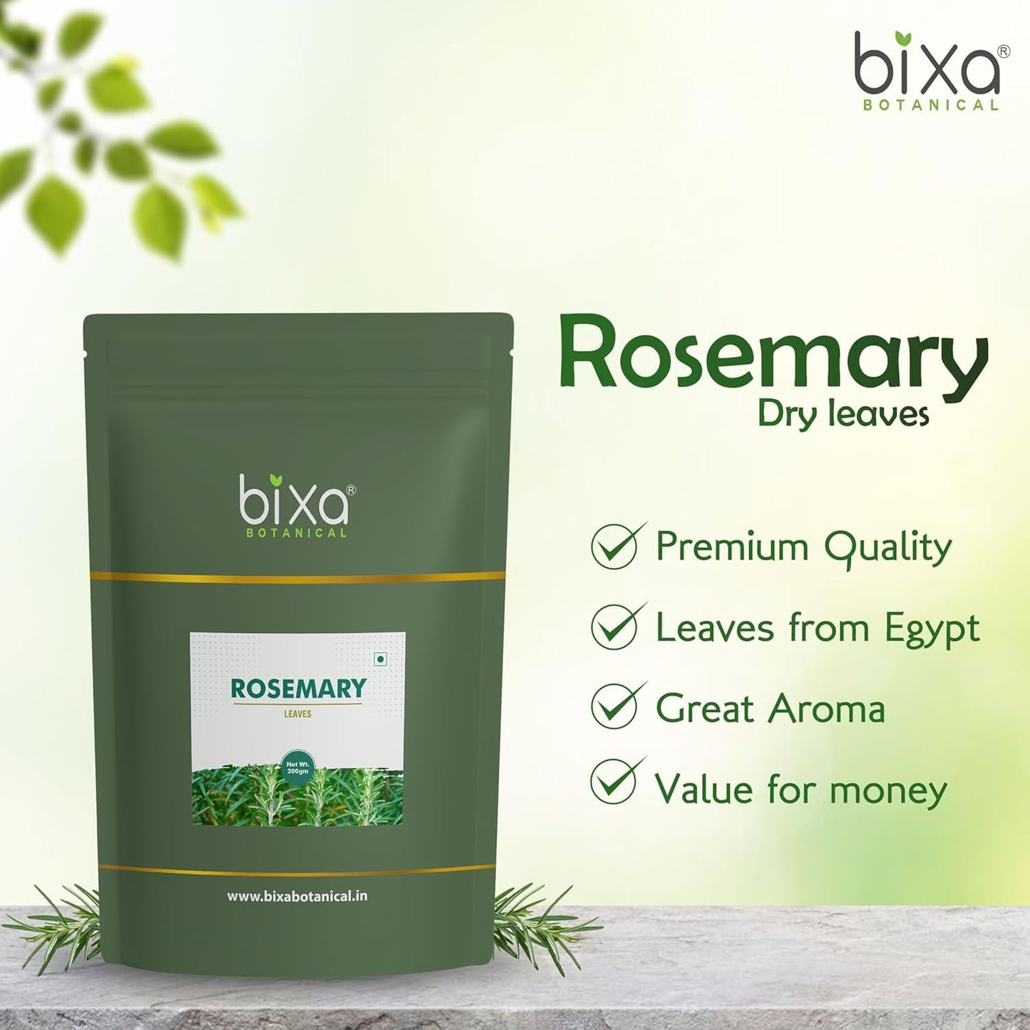 Bixa Botanical Rosemary Leaves| Top Grade Leaves From Egypt |For Seasoning, Tea & Hair|Cooking Pasta Soups Salad Chicken Herbs T