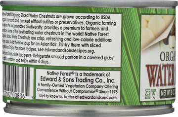 Native Forest Organic Sliced Water Chestnuts - Water Chestnuts Sliced Canned Organic, Water Chestnuts Canned, Usda Organic - 8 O