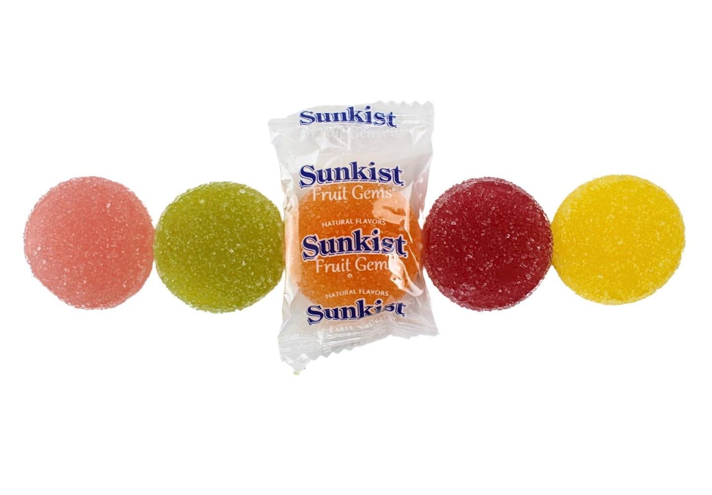 Bright Sunkiss Fruit Gems  Individually Wrapped Sugar Dusted Soft Gel Candy  Fruit Slice Flavored Jelly Gummies by Queen City Candy Cave (1 Pound)