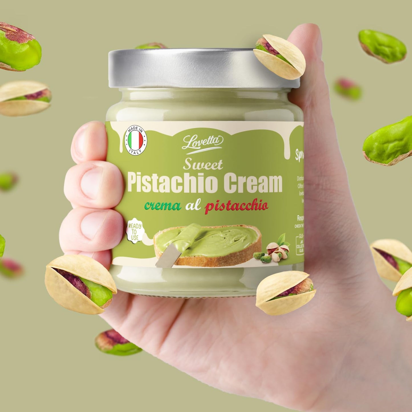 Pistachio Cream 200G (7.05 Oz) - Sweet Italian Pistachio Butter, Paste & Spread, Crema De Pistachios Dubai - Cream For Dubai Cho