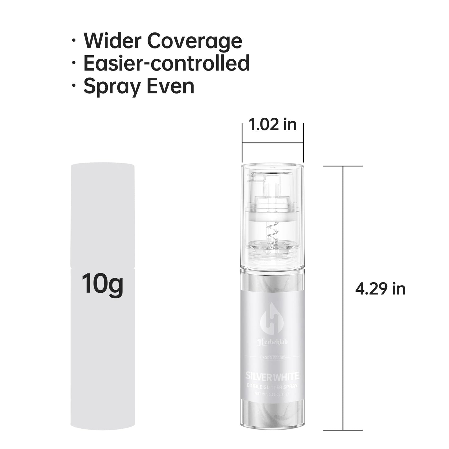 White Edible Glitter Spray - 10G Edible Silver White Cake Glitter Food Grade Silver White Spray Glitter For Chocolate Cocktails