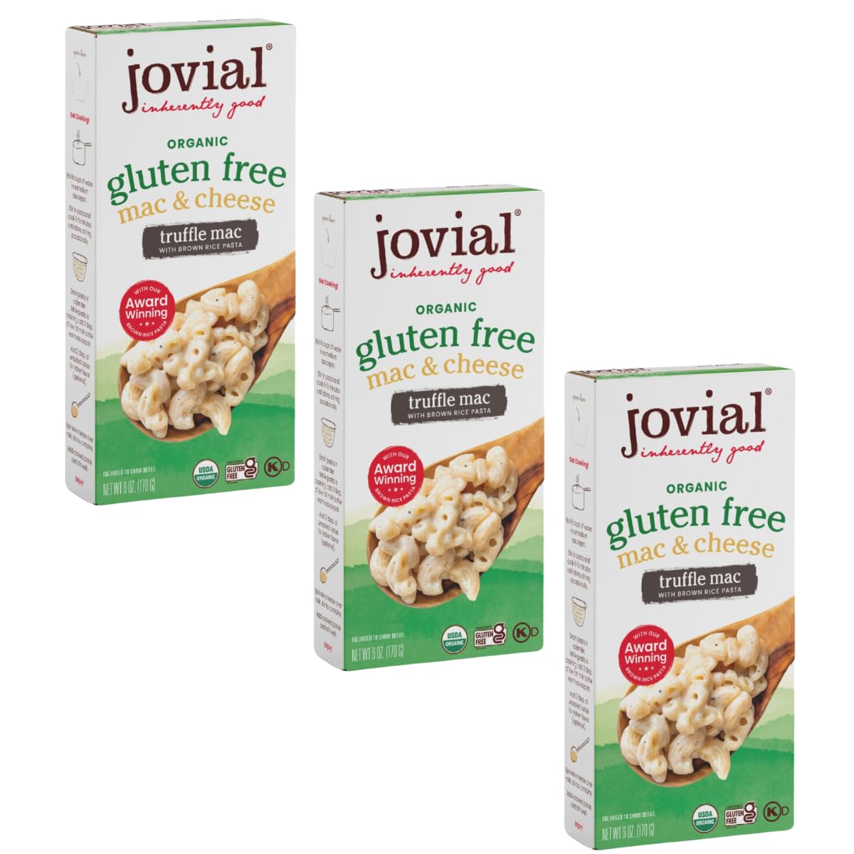 Jovial Organic Gluten Free Truffle Mac and Cheese, Whole Grain Pasta, 6 Oz (Pack of 3)