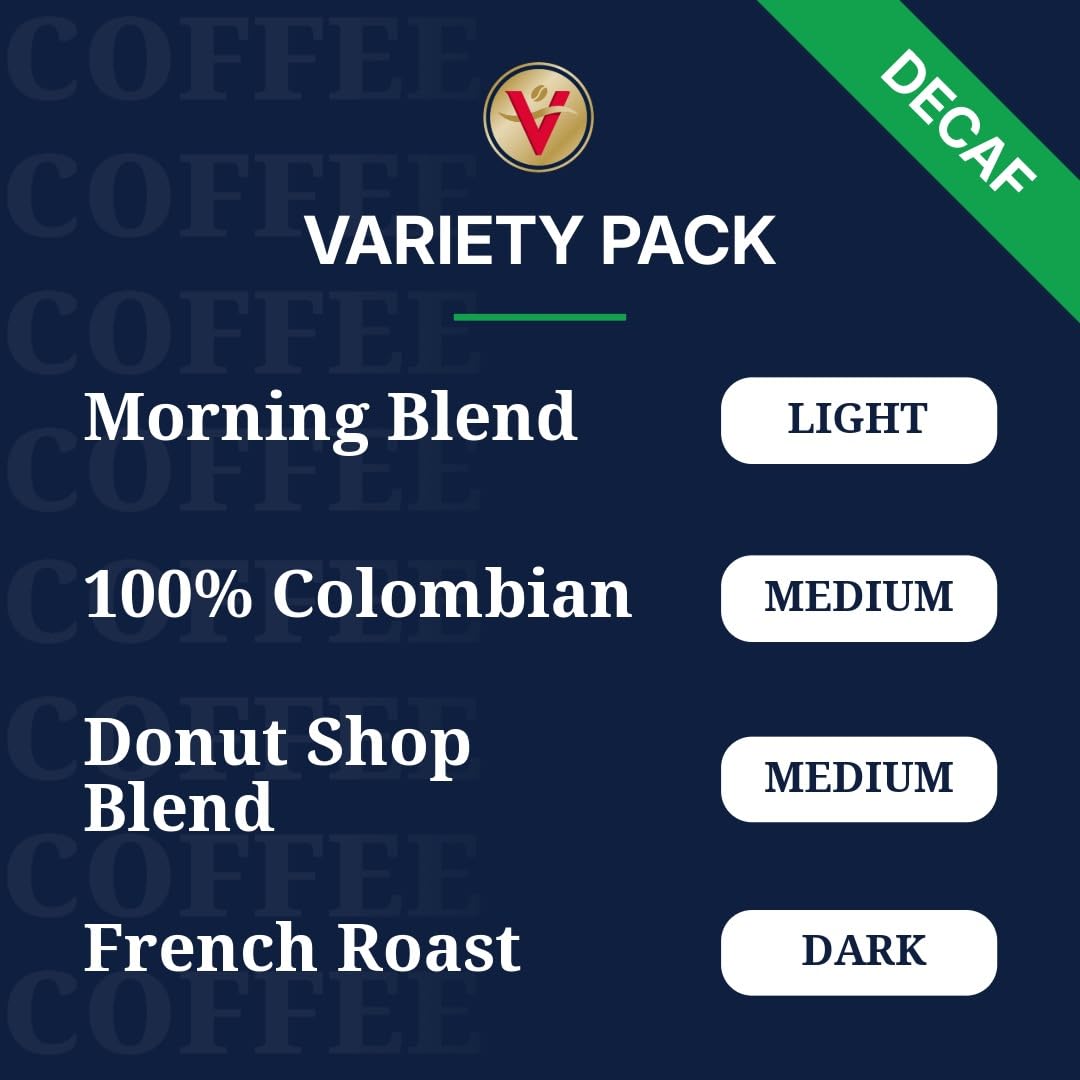 Victor Allens Coffee Decaf Variety Pack  Light-Medium Roasts  54 Count  Single Serve Coffee Pods for Keurig K-Cup malt-inspired