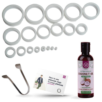 Vajraang Phimosis Stretching Rings (20 Rings Set) With Extra Virgin Coconut Oil And How To Use Booklet