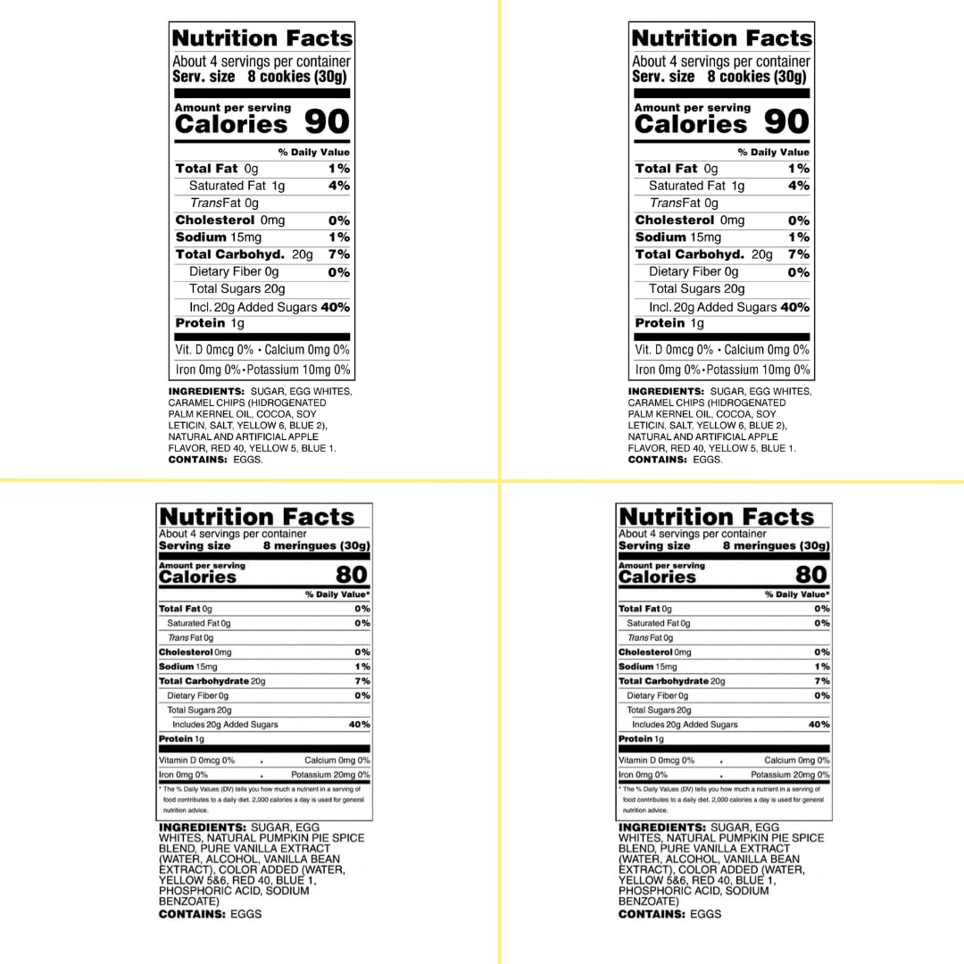 4 Pack Krunchy Melts Original Meringue Cookies | Harvest Season 4-Pack | 2 Caramel Apple, 2 Pumpkin Spice | Only 80-90 Calories