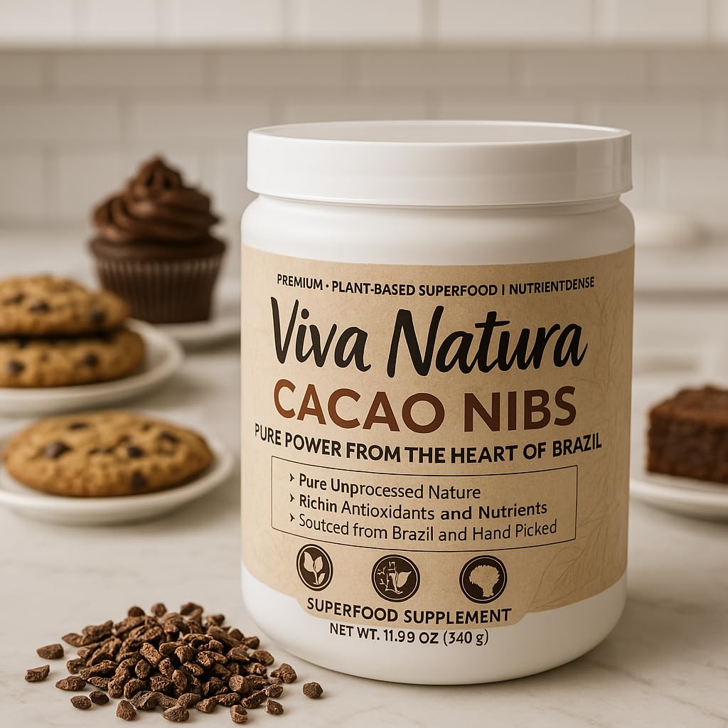 Viva Nativa Cacao Nibs – Enhanced Raw Superfood From Brazil, Rich In Antioxidants & Magnesium – Keto, Paleo, Vegan, Gluten-Free – Great For Smoothies, Baking & Snacks (12Oz) (1Pack, 12.0, Ounce)