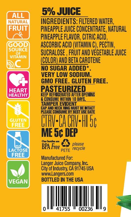Langers Pineapple Juice Cocktail, 64 Fl Oz, Pack of 8