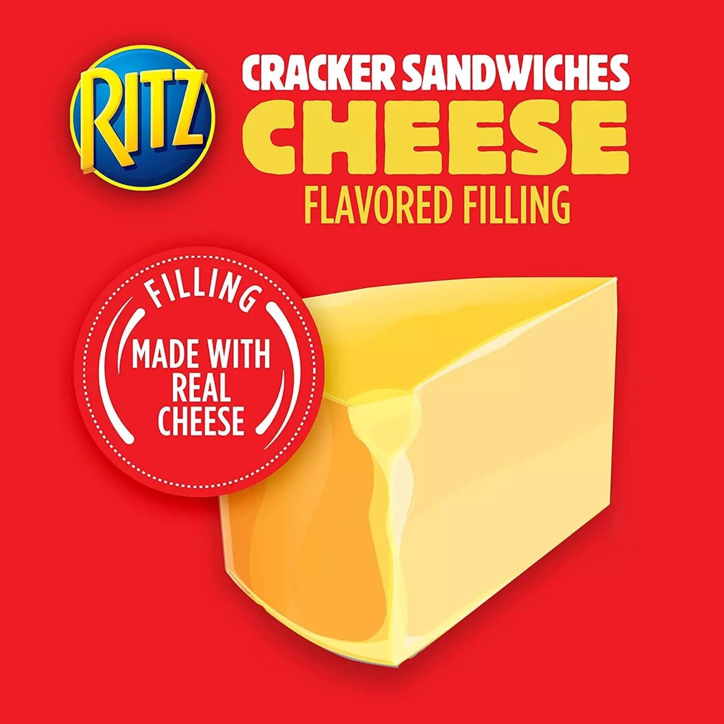 Ritzz Bits Cheddar Cheese Sandwich Crackers 50 Count - Individual Cheese Crackers Snack Packs On The Go Size For School & Office