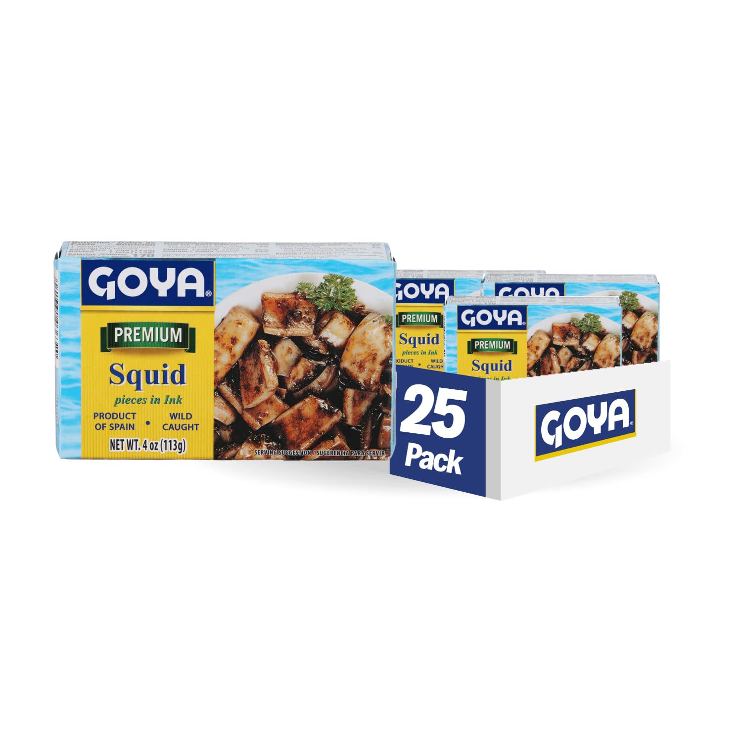 Goya Foods Premium Squid Pieces In Ink, 4 Ounce (Pack Of 25)