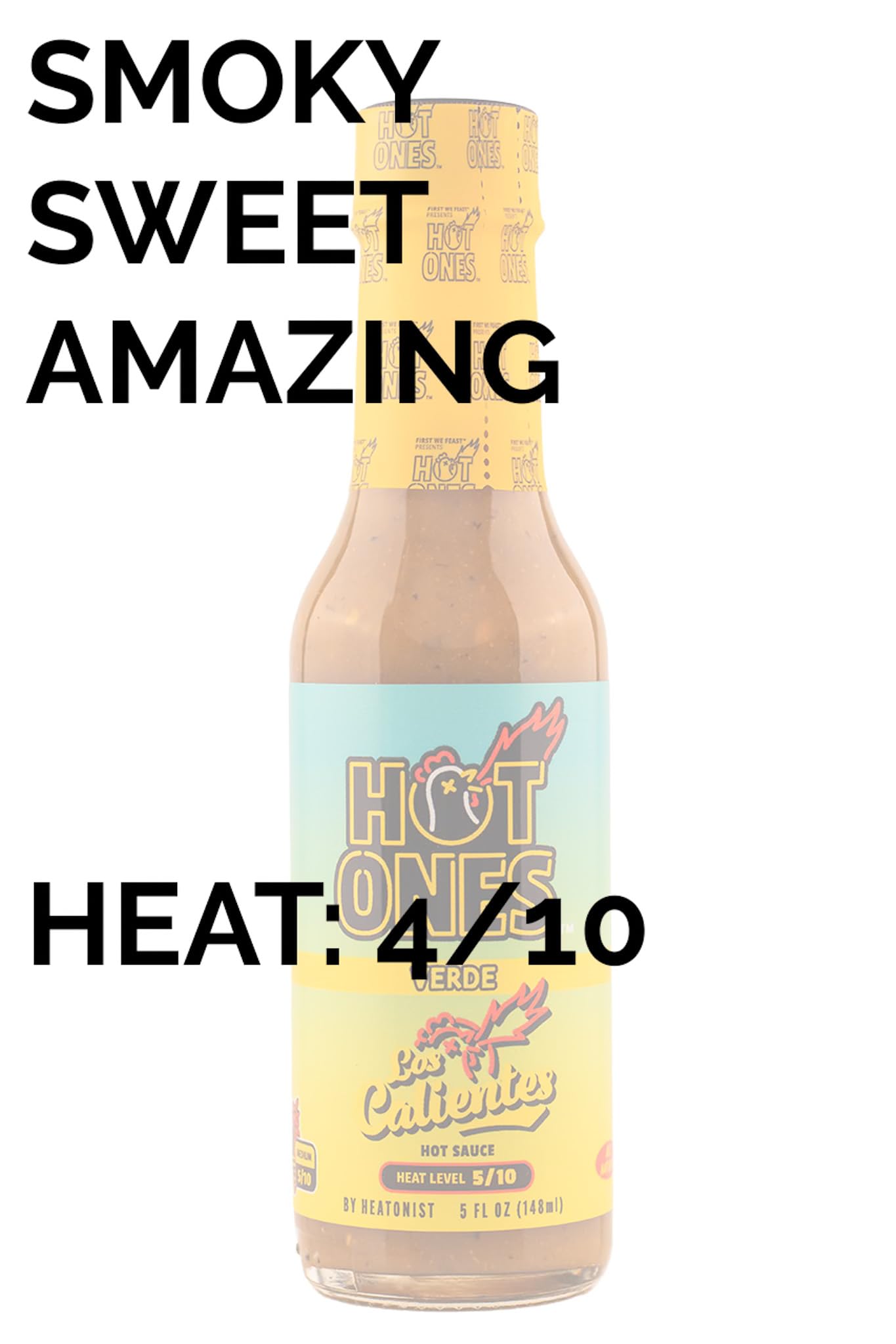 HOT ONES Los Calientes Verde Hot Sauce, Made with Natural Ingredients, 5 fl oz, Model 0851444008035