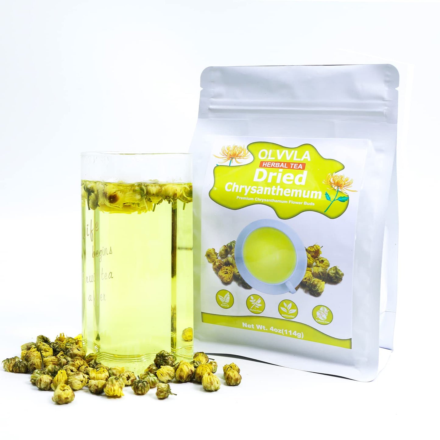 Olvvla Chrysanthemum Tea - 4oz Natural Dried Flowers - Caffeine-free Herbal Tea