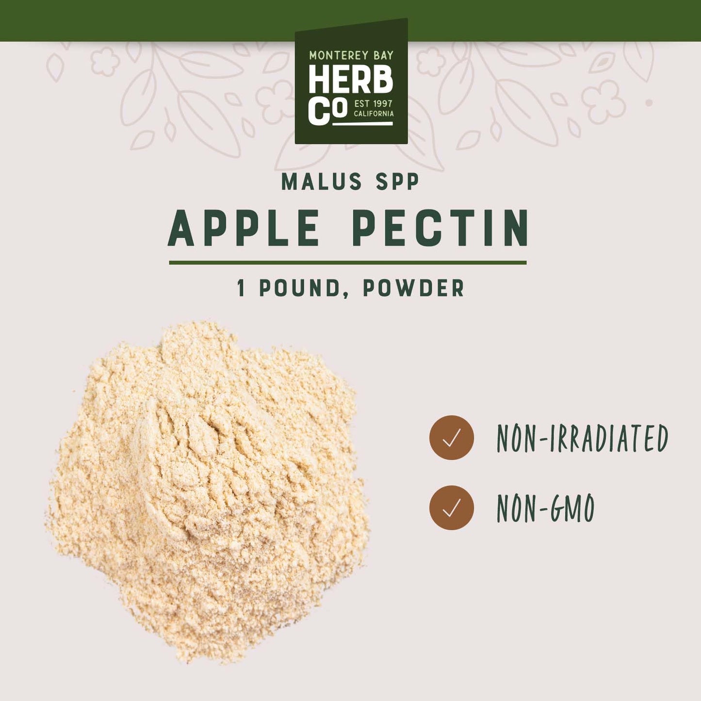 Monterey Bay Herb Co. Apple Pectin Powder | Used To Thicken Jams, Jellies, Creams & Lotions | 1 Lb