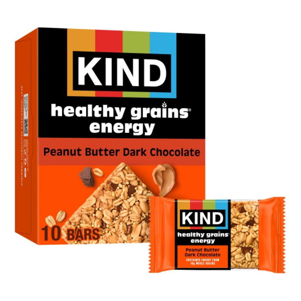 KIND Healthy Grains Energy Bars, Peanut Butter Dark Chocolate, Gluten Free, 10 Ct Value Pack, 14.1oz