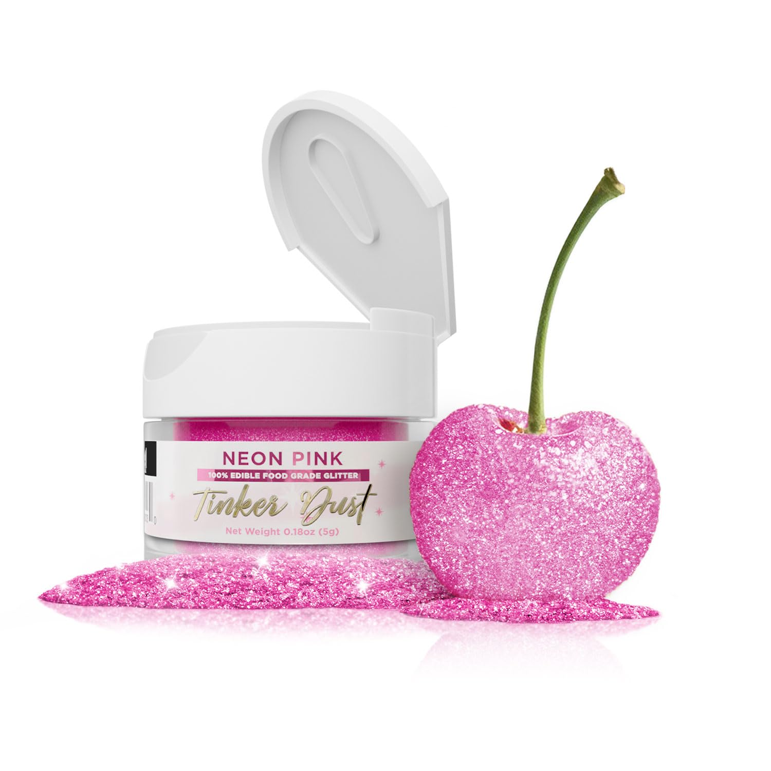 Bakell - Neon Pink Tinker Dust (5g, 1x Jar) Edible Glitter for Food, Desserts, and Beverages!