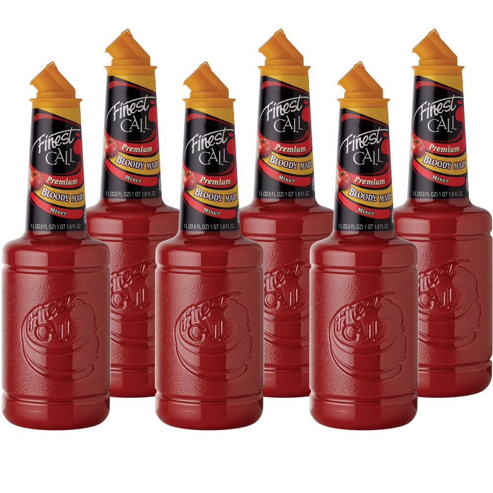 Finest Call Premium Bloody Mary Drink Mix, 1 Liter Bottle, Pack of 6, 33.8 Fl Oz