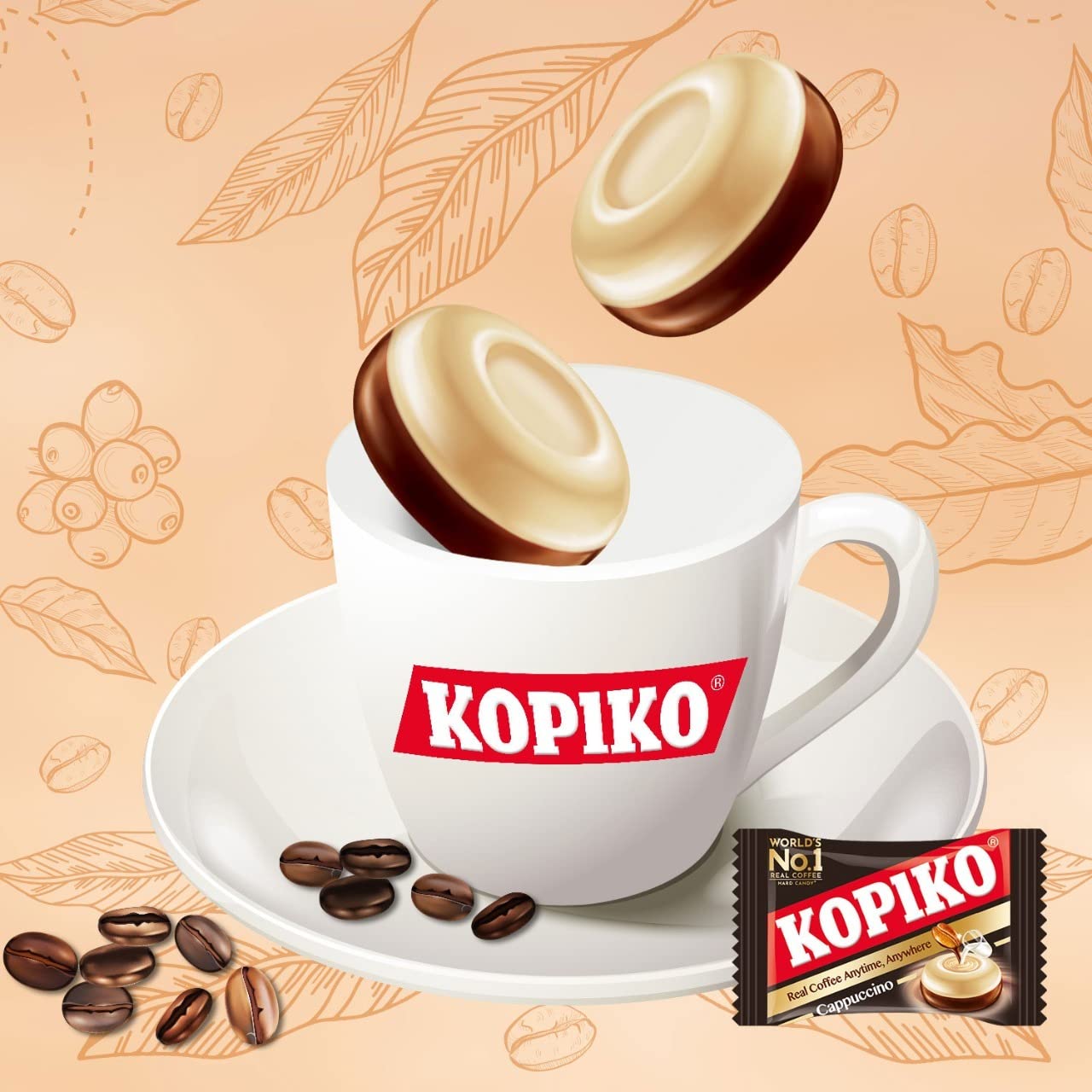 Kopiko Coffee Candy - Hard Candy with Real Coffee Extract - 28.2oz Jar (Pack of 2) - Brown