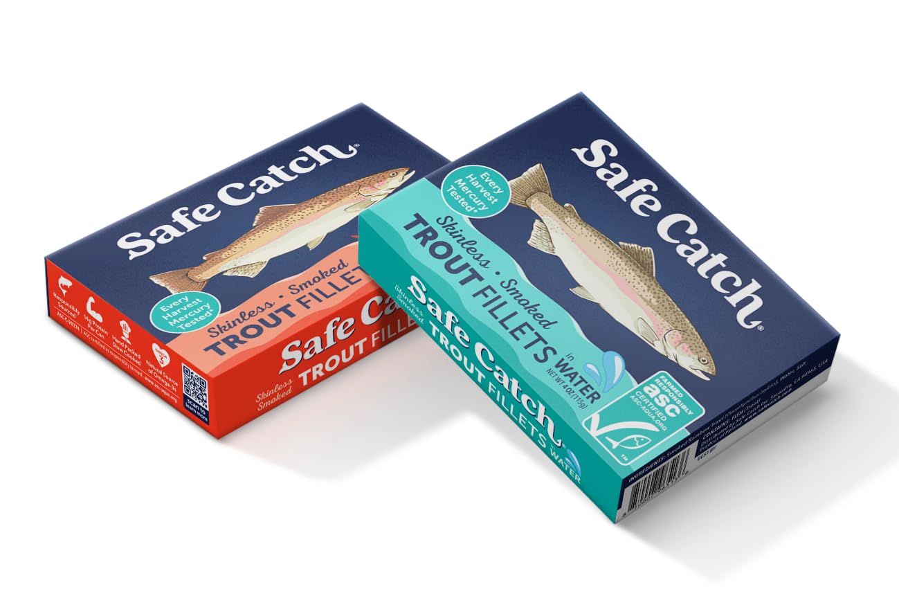 Safe Catch Smoked Rainbow Trout Fillets, Skinless & Boneless, 4 oz (Pack of 12), Mercury Tested, in Water & Sunflower Oil with Chili