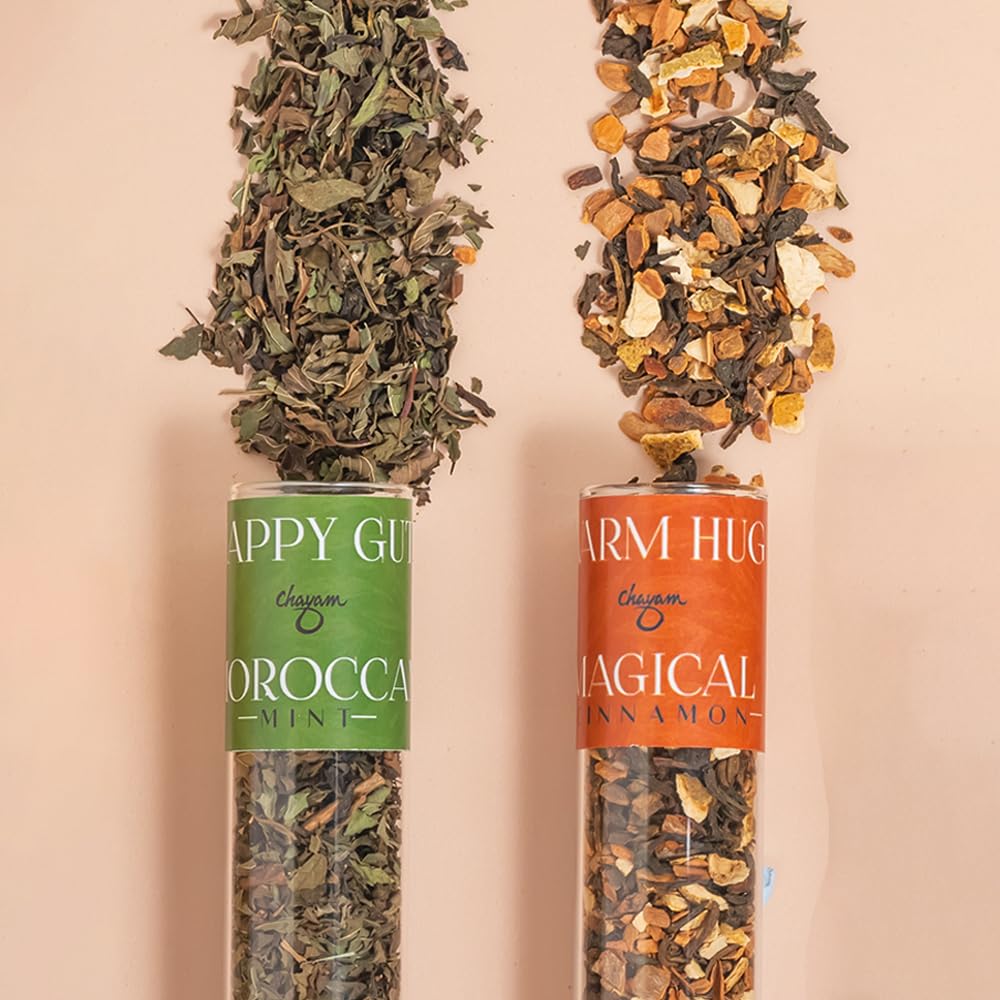Chayam Tea In Tubes Gift Set – Special Tea Surprise | Spiced Ceylon Cinnamon & Moroccan Mint Herbal Blend | Best Present For Tea Lovers