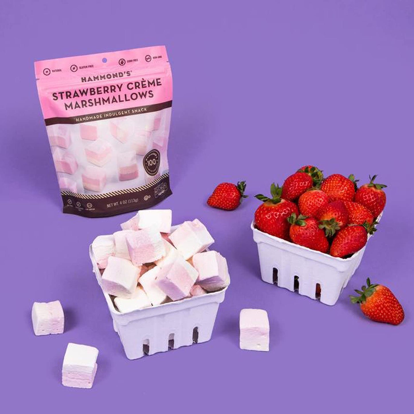 H nds Candies Gourmet Marshmallows - Strawberry Creme, Gluten-Free, Kosher, 2 Pack