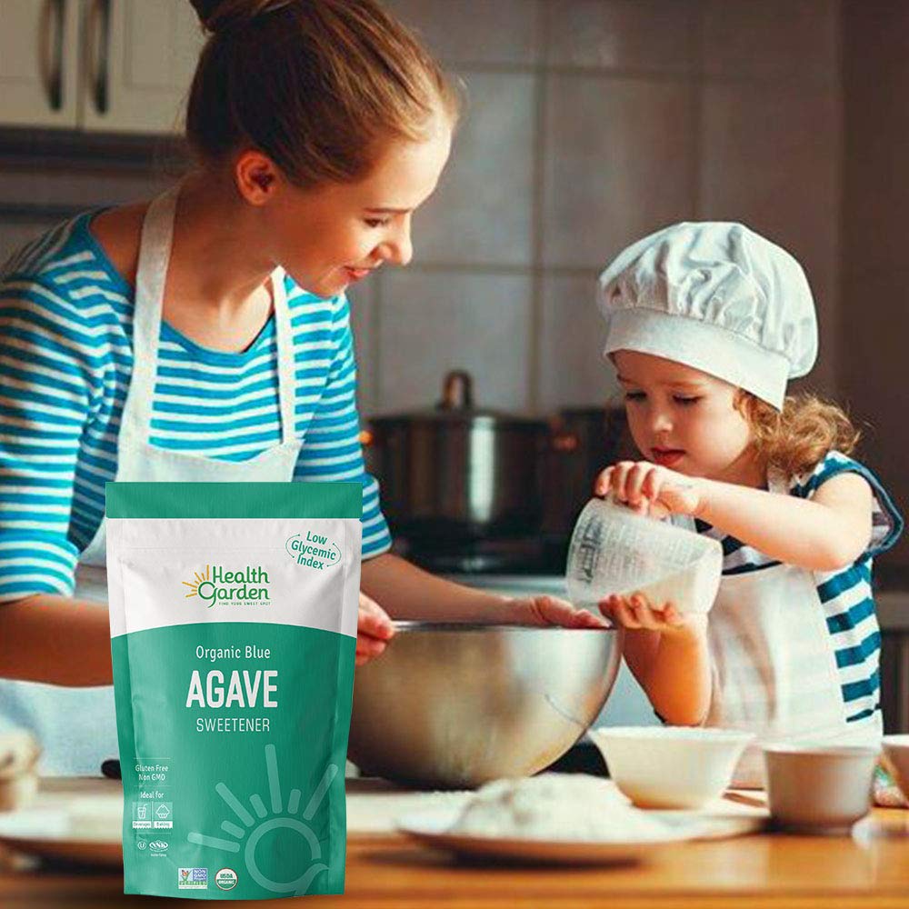 Health Garden Organic Blue Agave Sweetener Crystals - Kosher Gluten Free Non Gmo Low Carb, 12 Oz