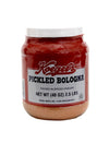 Koegels pickled bologna packed in spiced vinegar, 40-oz plastic jar, refrigerate after opening