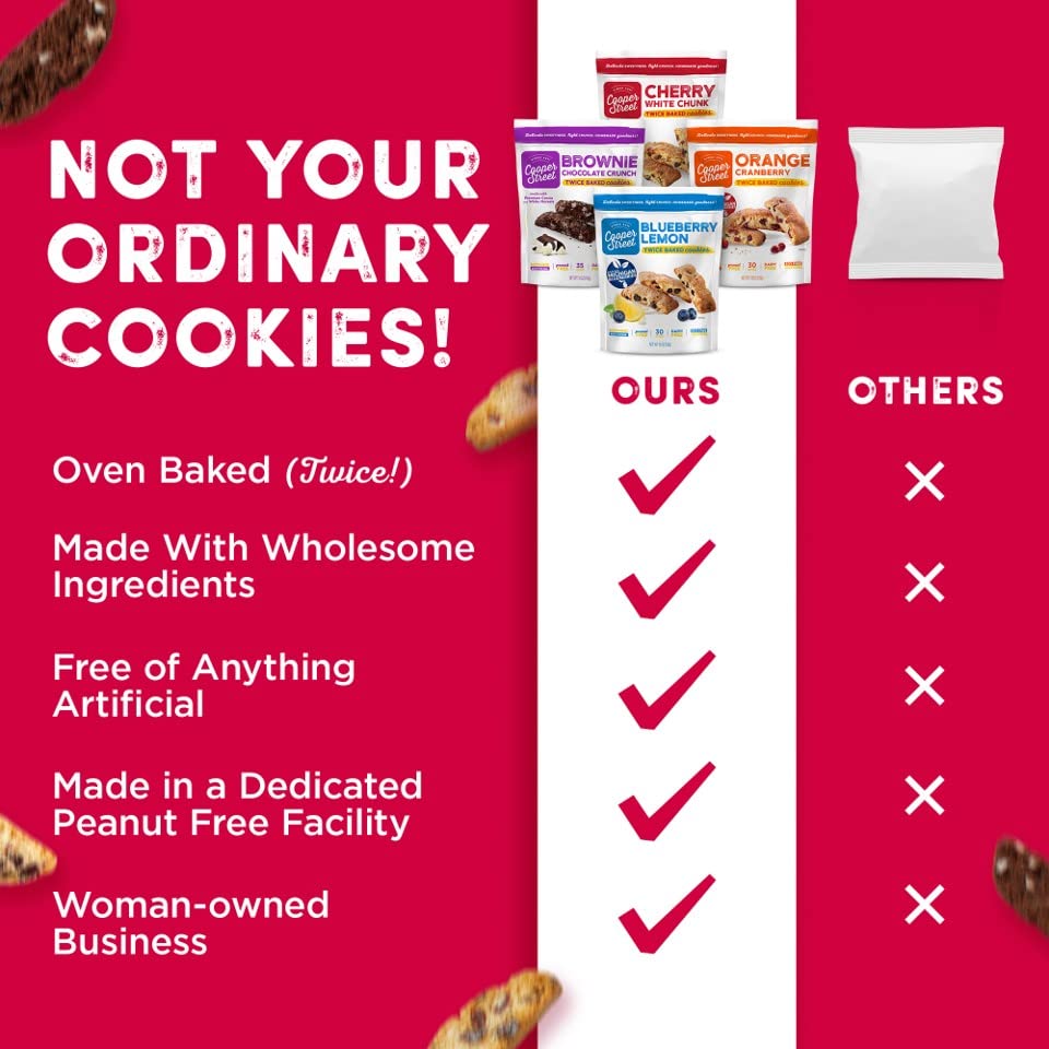 Cooper Street Cookies All Natural Twice Baked Biscotti, Peanut & Dairy Free, Orange Cranberry, 18oz (Pack of 3)