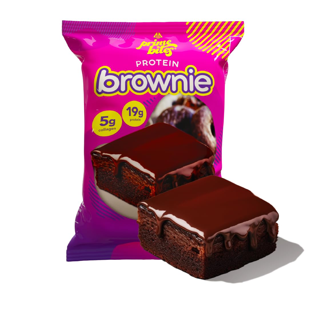 Prime Bites Protein Brownie From Alpha Prime Nutrition Products | High Protein, Collagen Fortified Low Sugar Treat | Delicious Snack | 12 Bars Per Box (Chocolate Glazed Donut)
