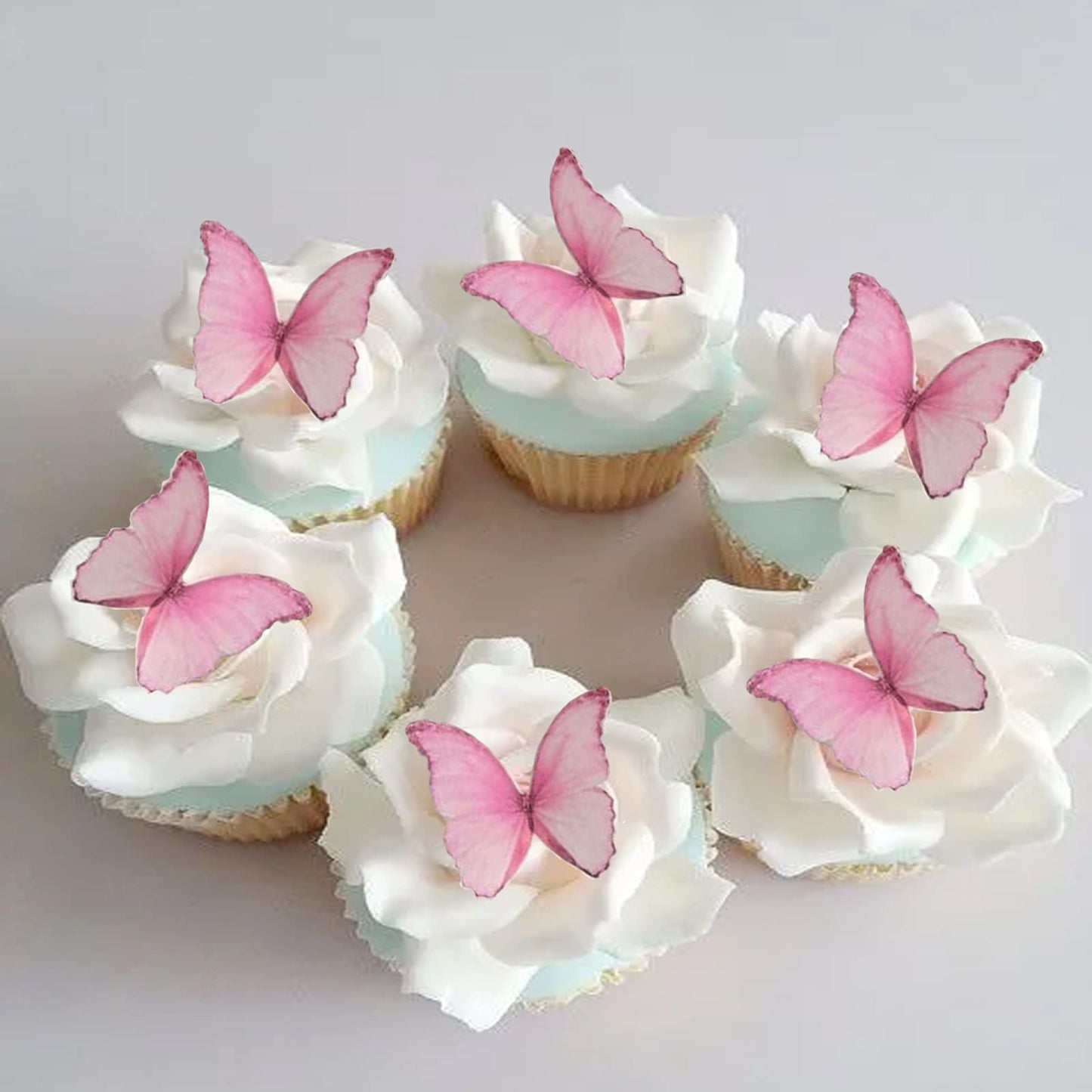 Georld Edible Wafer Paper Butterflies Set Of 48 Pink Cake Decorations, Cupcake Topper