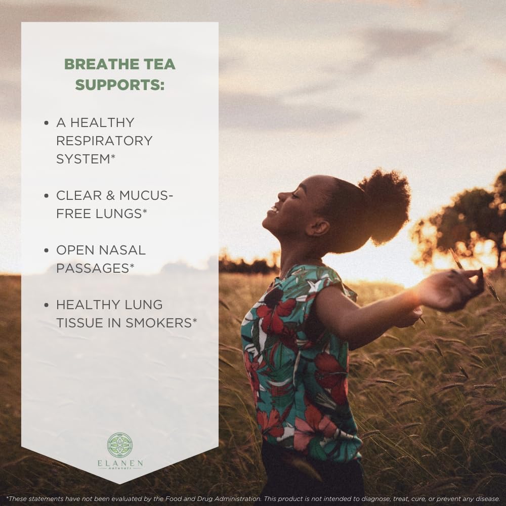 Elanen Naturals Organic Breathe Tea 4 oz. (113g), USDA Certified Organic Lung Tea for Bronchial Wellness and Smokers, Respirator