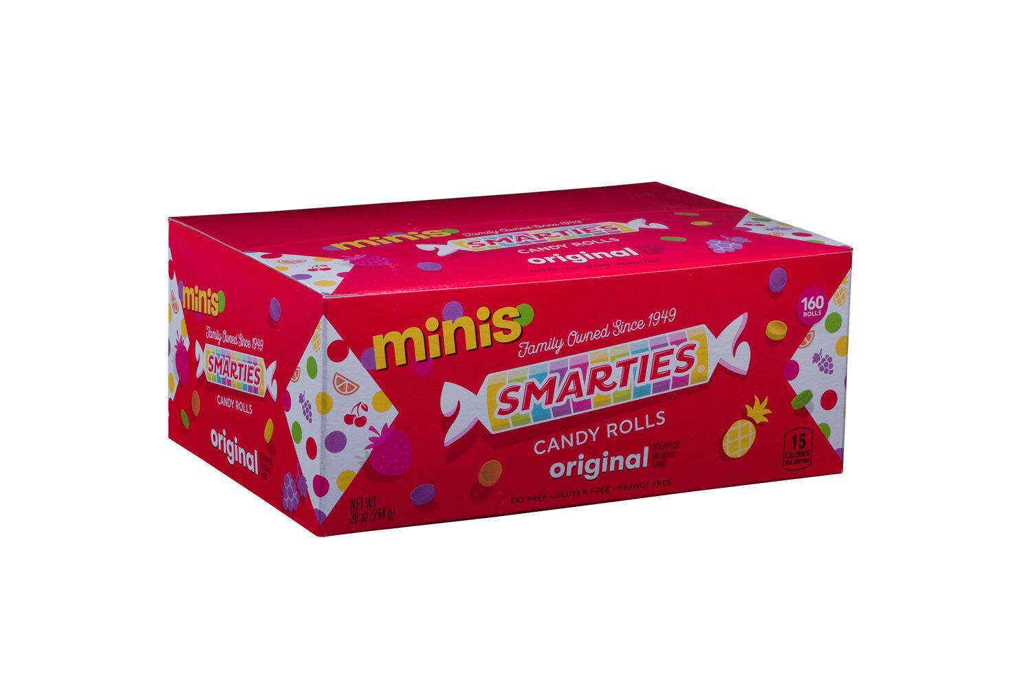 Smarties Candy Rolls Original Flavor Bulk Gluten Free & Vegan Delight Classic Sweetness From Family Owned Since 1949 Peanut Free Dairy Free Perfect Halloween Treat - 28 Ounces (160 Counts)