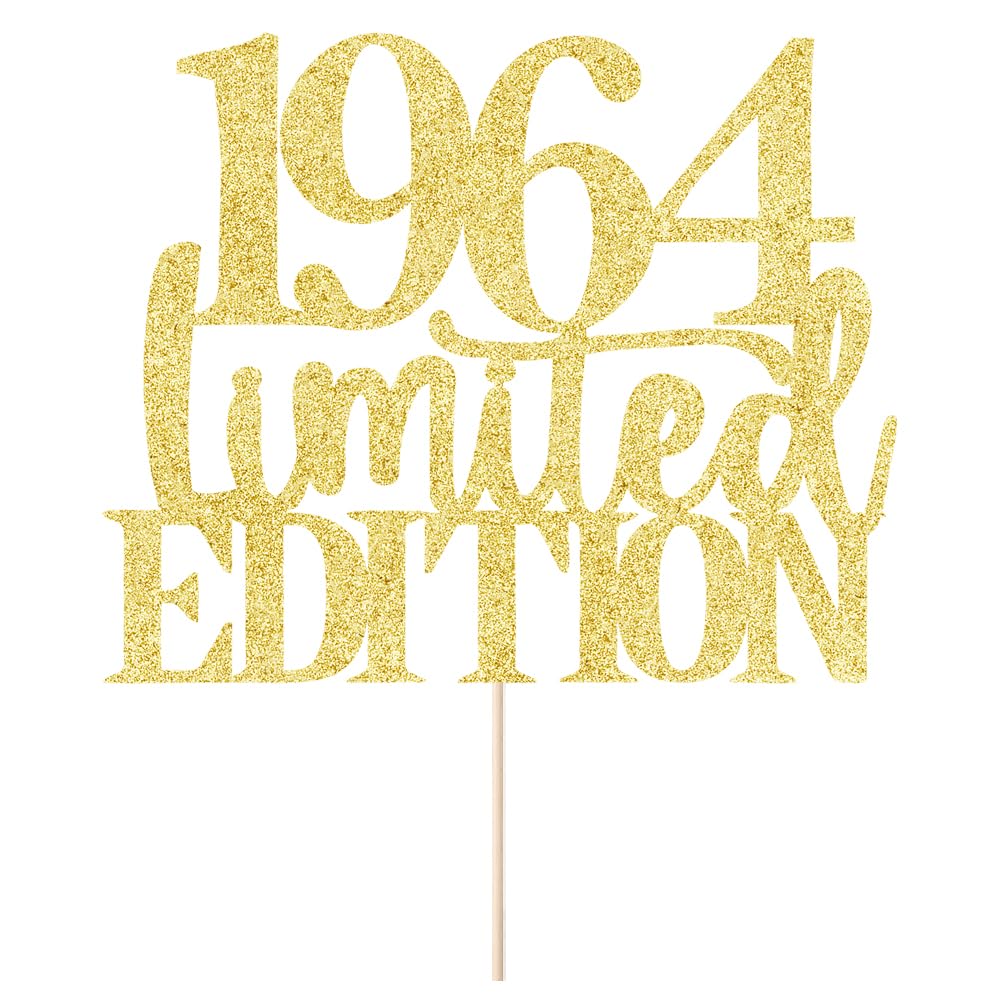 Limited Edition 1964 Cake Topper 61Th Birthday Happy Birthday Cake Topper Men And Women Cheer 61 Years Old Handmade Golden Glitt
