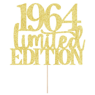 Limited Edition 1964 Cake Topper 61Th Birthday Happy Birthday Cake Topper Men And Women Cheer 61 Years Old Handmade Golden Glitt