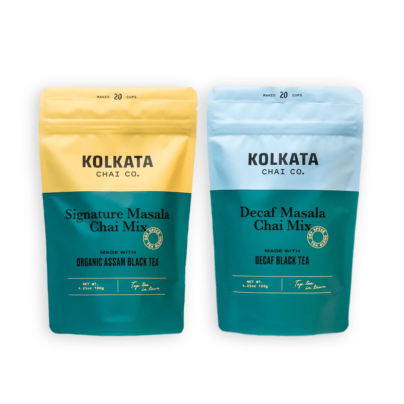 Kolkata Chai Co Assam Black Tea Combo Pack - Signature Masala Chai & Decaf, Makes 40 Cups, Premium Loose Leaf Tea and Spice Blend