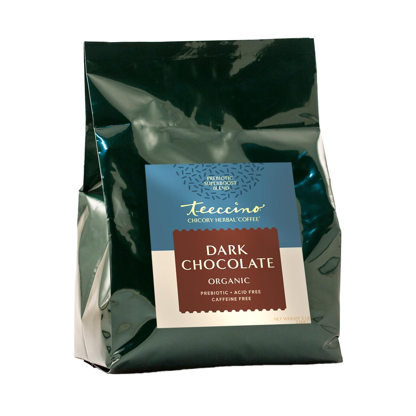 Teeccino Dark Chocolate Coffee Alternative, Caffeine-Free Herbal Blend, 5 LB Bag, Supports Gut Health with Vegan Prebiotics