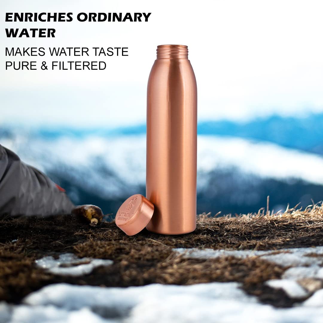 Norman Jr, Plain Copper Water Bottle 1 Ltr Extra Large - An Ayurvedic Pure Premium Copper Vessel- Drink More Water, Lower Your S