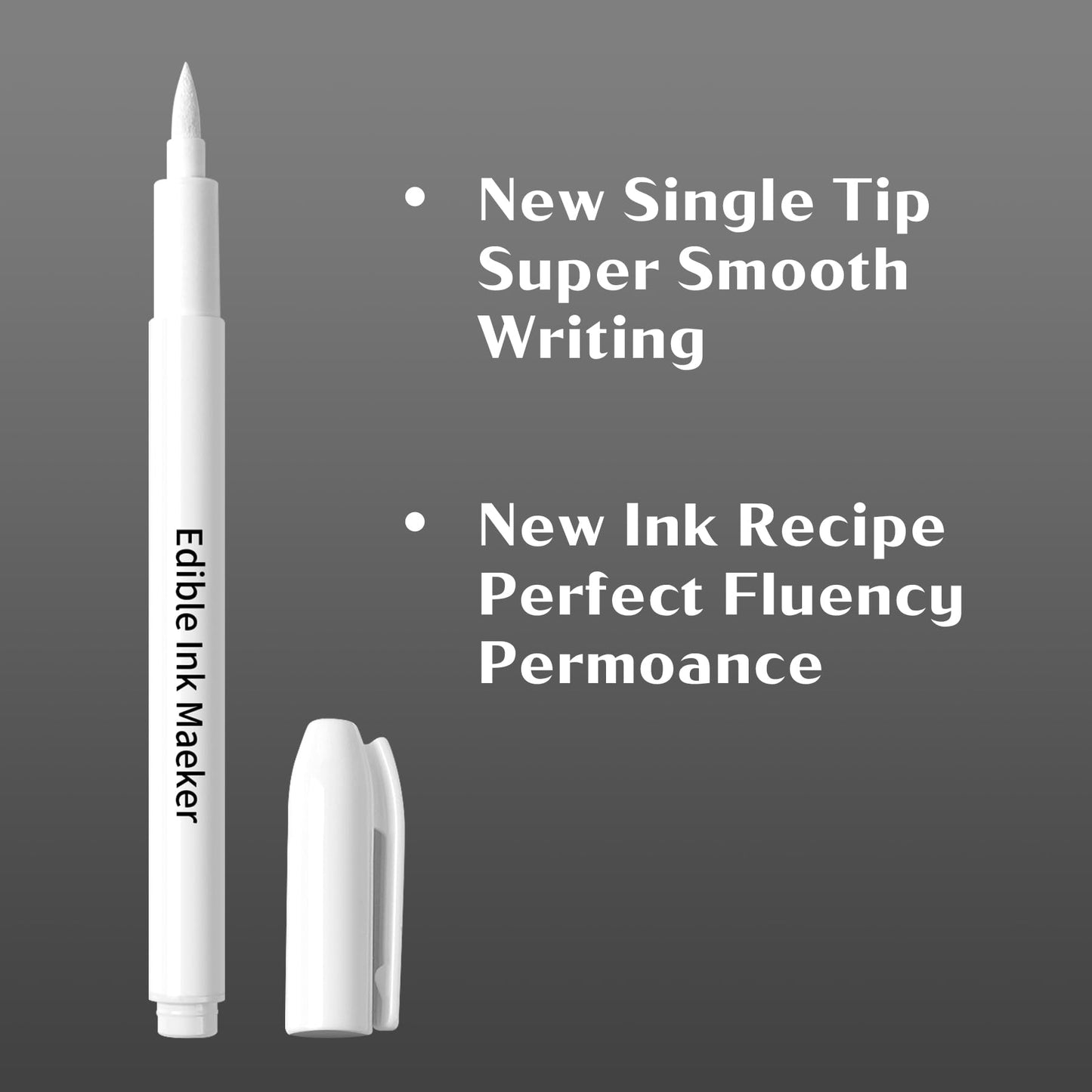 Edible Markers 3Pcs Black & White Food Coloring Pens Food Markers With Fine & Thick Tip Double Sided Edible Pens For Cookie Deco