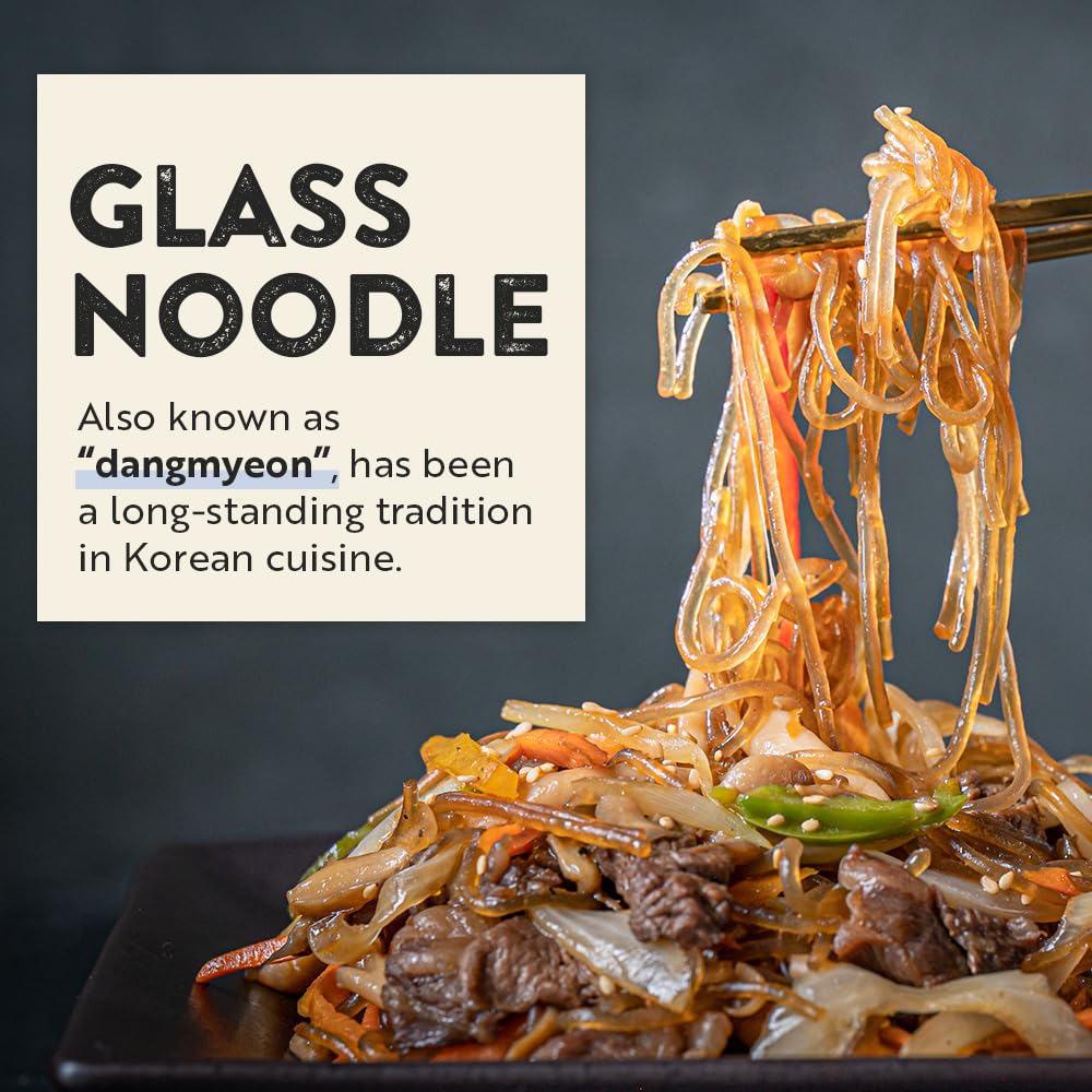 Chung Jung One Korean Sweet Potato Glass Noodle, Non Gmo (Gluten Free), Vegan, No Sodium, No Sugar 3.5Oz (100G), 4 Pack
