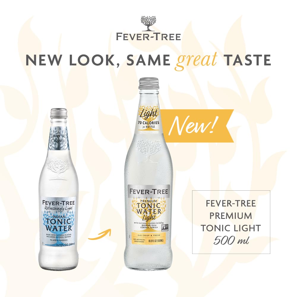 Fever-Tree Refreshingly Tonic Water, Light, 16.9 Fl Oz (Pack of 8)