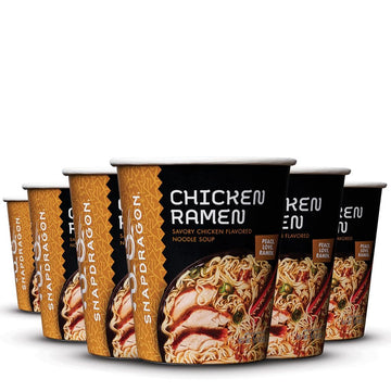 Snapdragon Chicken Ramen Cup Noodles - 6 Pack Instant Ramen Bowl with Authentic Wheat Noodles, Soup Flavor Sauce, Vege Pack, and