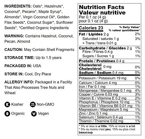 Food To Live Organic Golden Crunchy Granola, 6 Ounces - Small Batch, Handcrafted, Bulk, Great As Snack For Breakfast Cereals, Contains Hazelnuts, Pecan Nuts, Almonds, Coconut, Flax Sunflower Seeds
