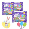Tiger Pops Assorted Easter Candy, 4-Pack - Individually Wrapped Bulk Lollipops for Kids - Easter Basket and Egg Fillers - 3 Flav