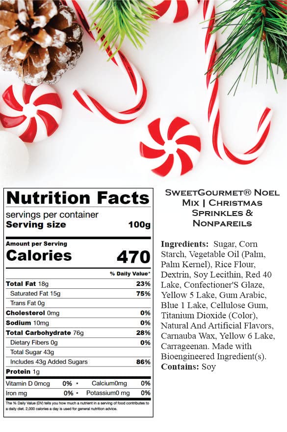 SweetGourmet Noel Mix | Christmas Holiday Sprinkles Bulk | 2 Pounds