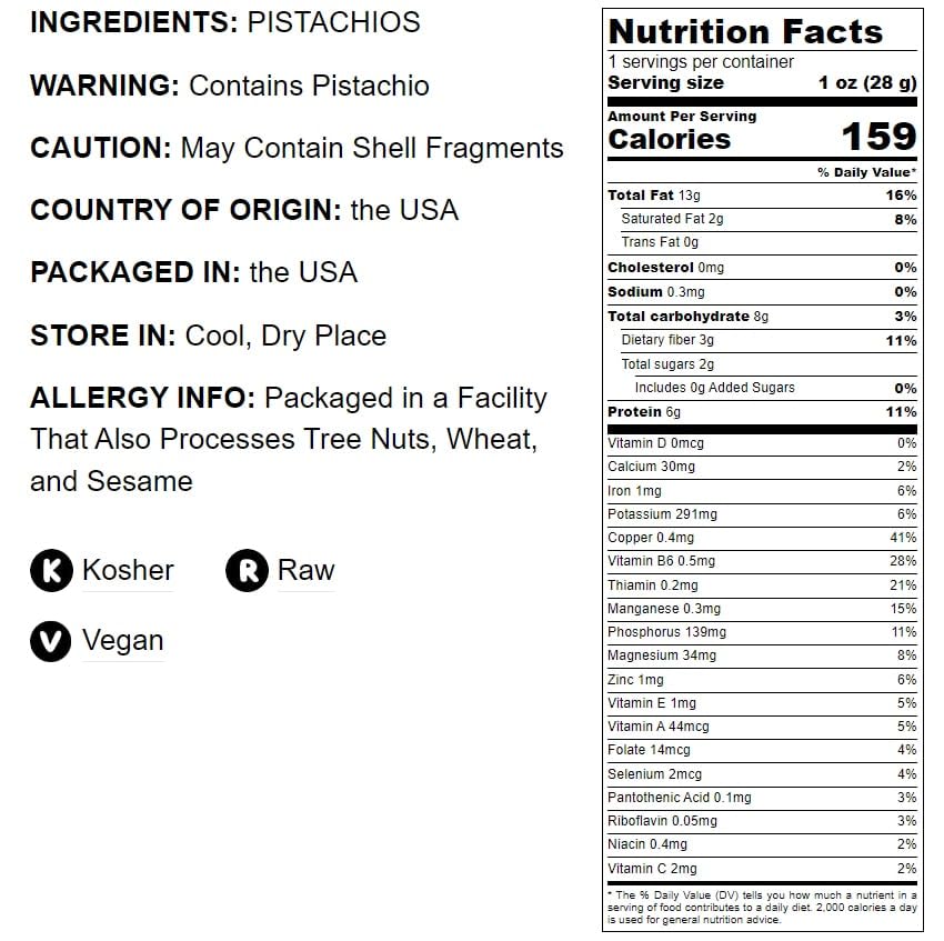 Food to Live California Pistachio Halves, Raw Unsalted Nuts, 5 Pound Bulk, Vegan Snack