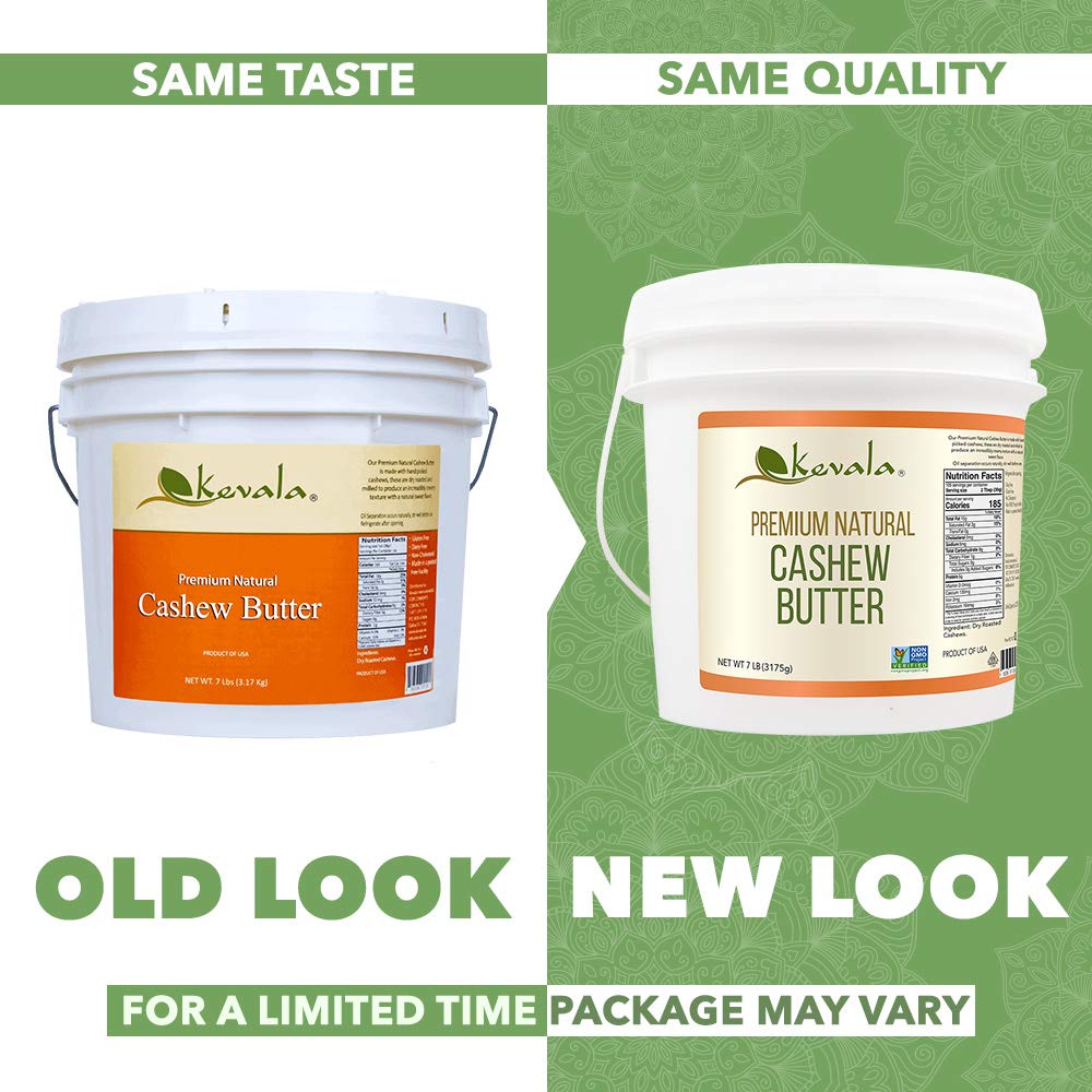 Kevala Cashew Butter - 7 Lb - 3175 Gr - Cashew Butter No Sugar Added - Spreadable Butter - Cashew Nuts Spread - Roasted Cashews