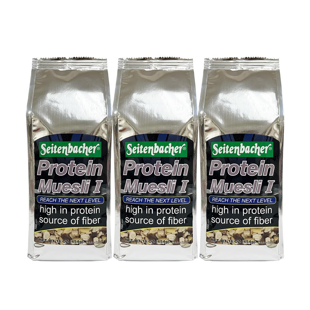 The Taste of Germany German Protein Muesli Cereals with Soy, Oats, Protein Balls, Chocolate and Spelt, 3 pack, 16-Ounce bags,