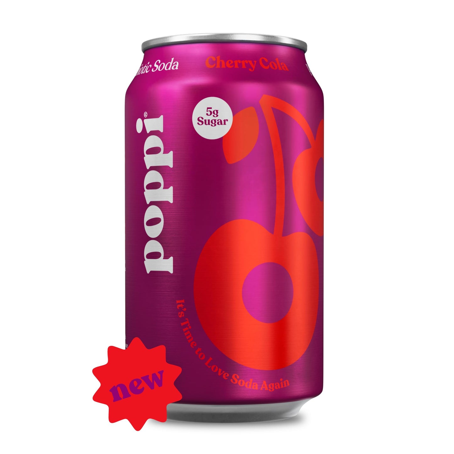 Poppi Sparkling Prebiotic Soda Beverage, Cherry Cola Flavor, 12 Fl Oz, Pack of 12