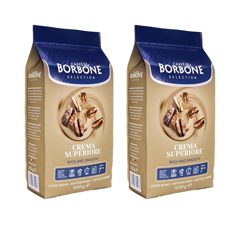 Caffe Borbone, Whole Bean Coffee Blend, Crema Superiore, Medium Roast, Roasted and Freshly Packaged in Italy, 2.2 Pound Bag (Pac