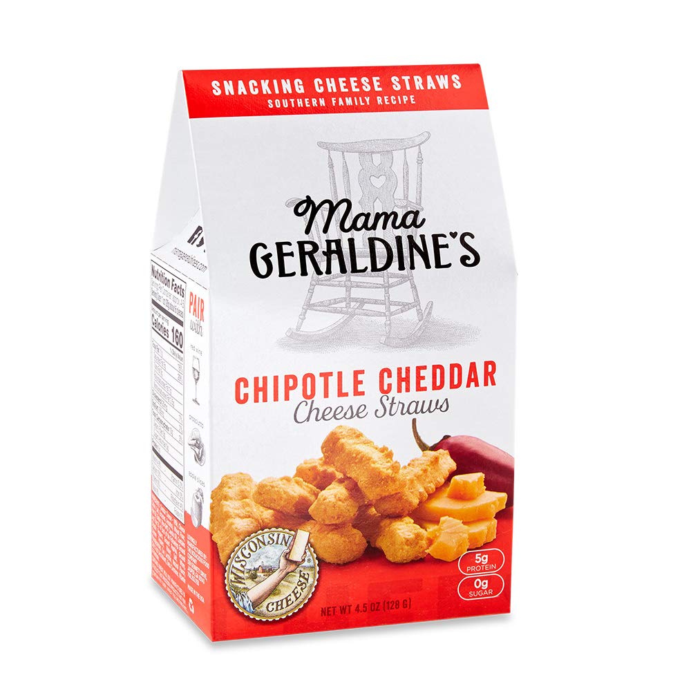 Mama Geraldines Chipotle Cheese Straws - Spicy & Savory Baked Snacks - 4.5 oz Box (12 Pack) - Red