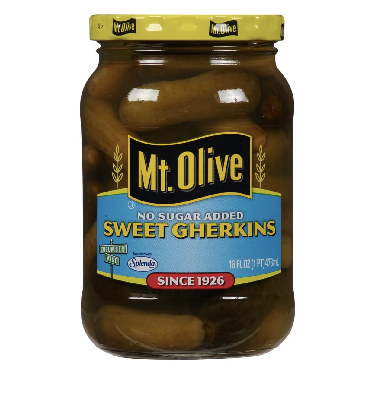 Mt. Olive Sweet Gherkins No Sugar Added 16 Oz (Pack of 2)