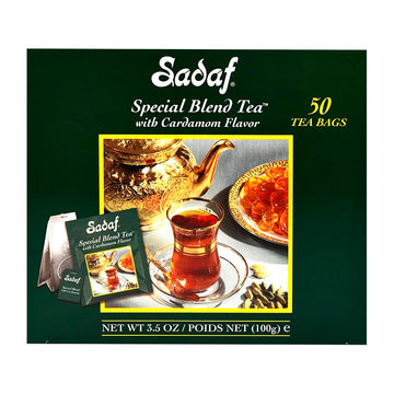 Sadaf Cardamom Tea Bags - Special Blend Cardamom Ceylon Black Tea - Quicktea Product Harvested In Sri Lanka - 50 Individually Fo